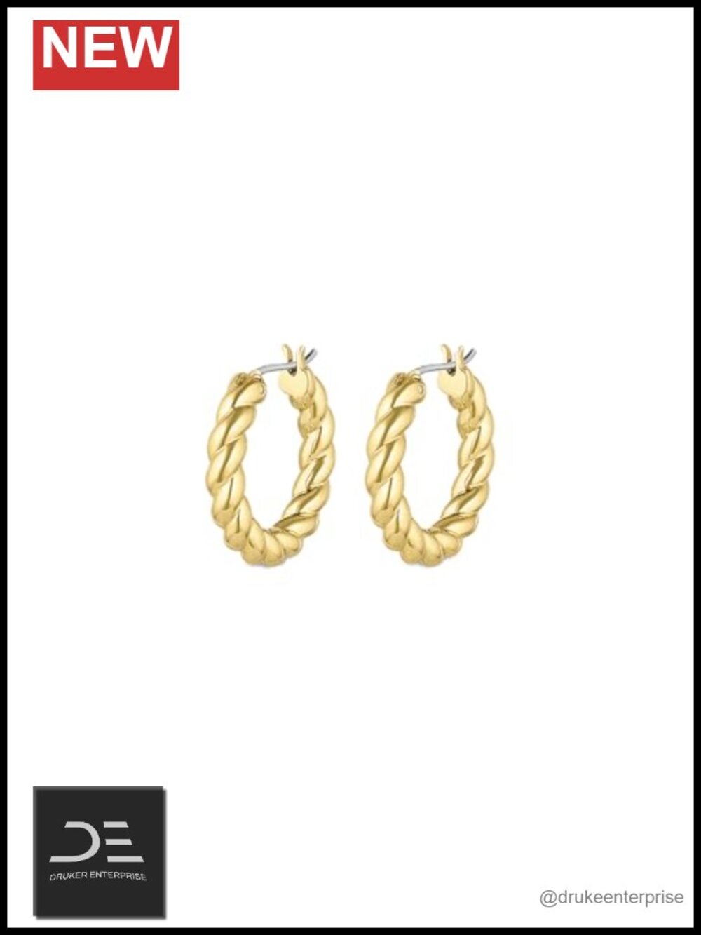 18K Gold Plated Twisted Croissant Hoop Earrings for Women Hinge Closure